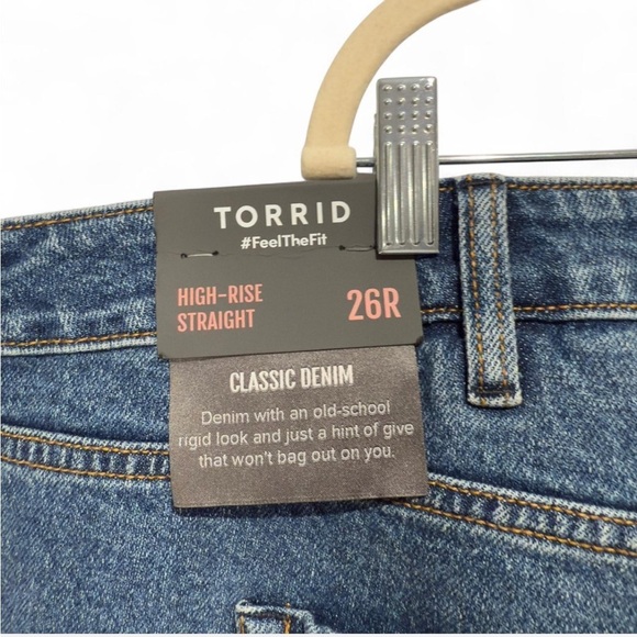 Torrid High-Rise Straight Classic Denim Jeans Artisan Hem Distressed Plus Size - Picture 9 of 9